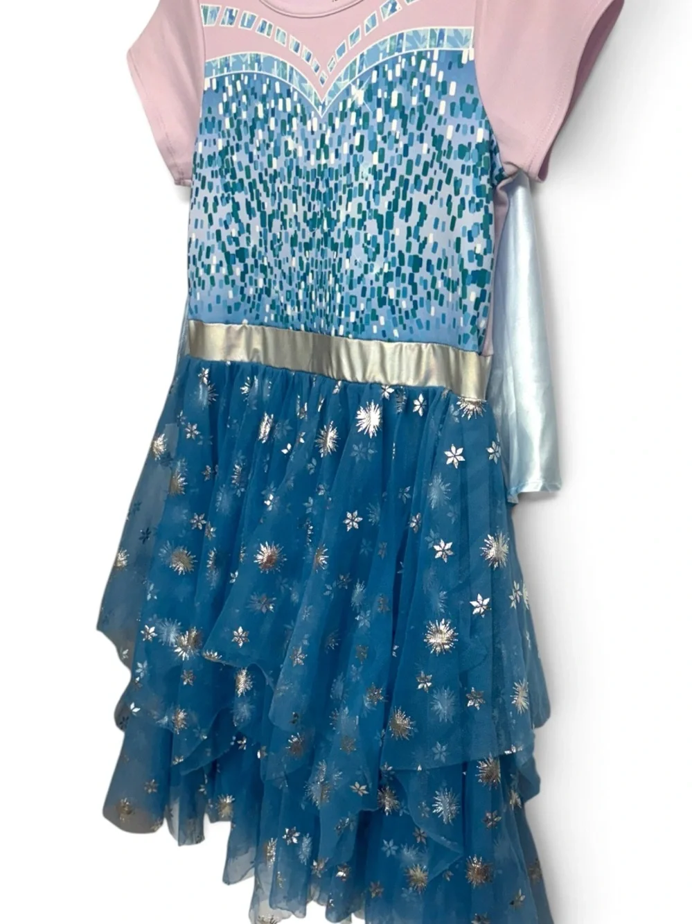 Disney Frozen Elsa Girls Cosplay Tiered Tutu Tulle Dress Detachable Cape 14/16